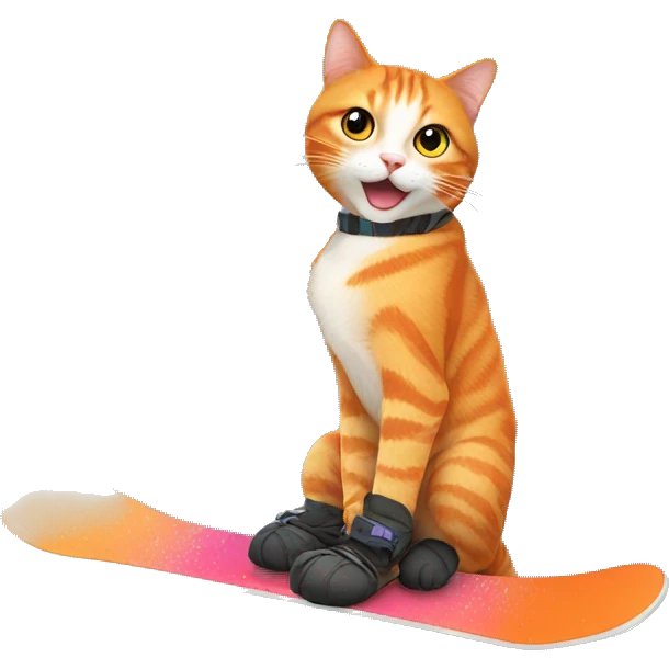 Orange Cat on snowboard  emoji