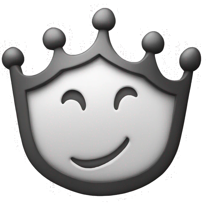 The letter C with a simple crown on it 2D blackand white emoji