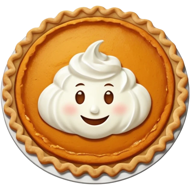 pumpkin pie with whipped cream on top of it, and has chicken legs, and a face. emoji