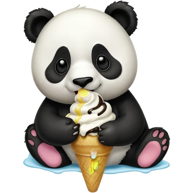 Panda eating ice cream emoji