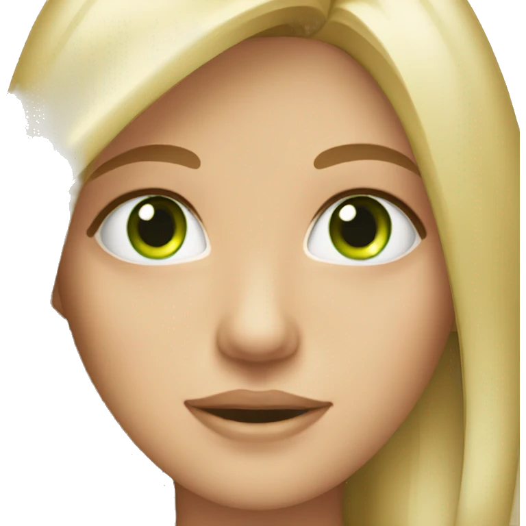 a girl with blonde and green eyes and super pretty emoji