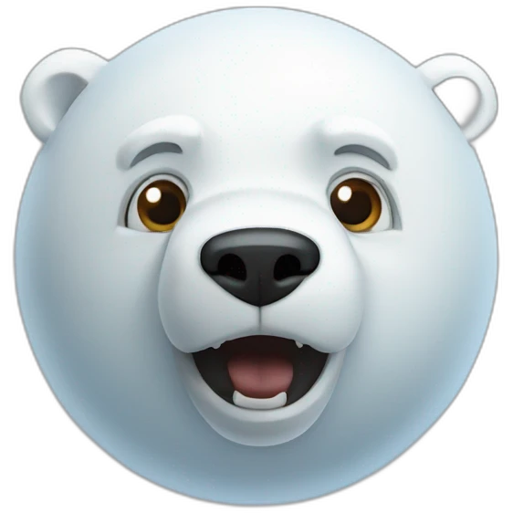 3d sphere with a cartoon Polar Bear skin texture with big courageous eyes emoji