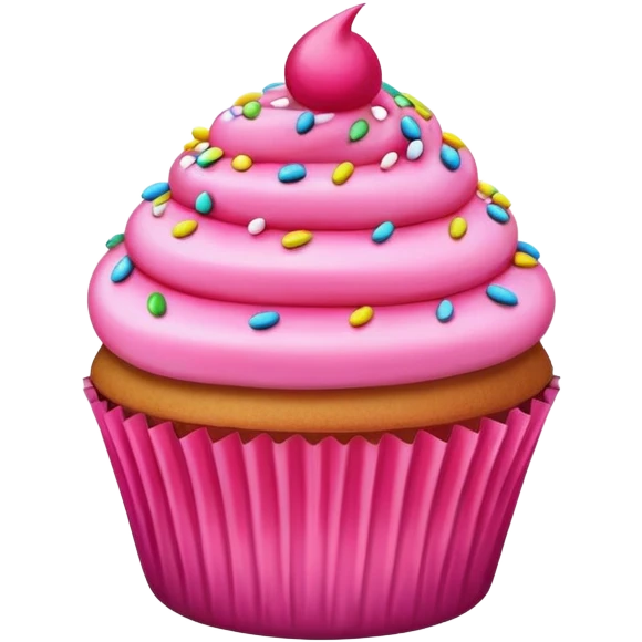cupcake with bright pink frosting and sprinkles emoji