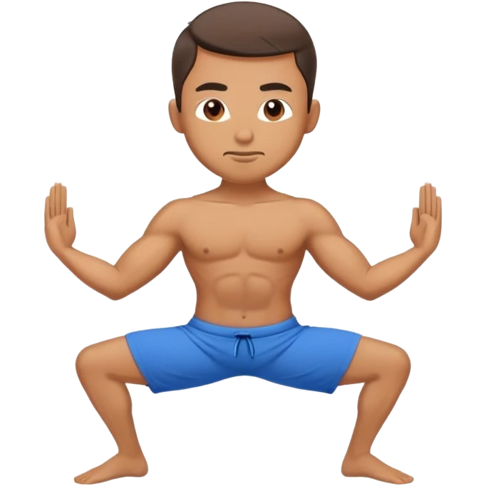 guy blue short warrior-II yoga pose emoji