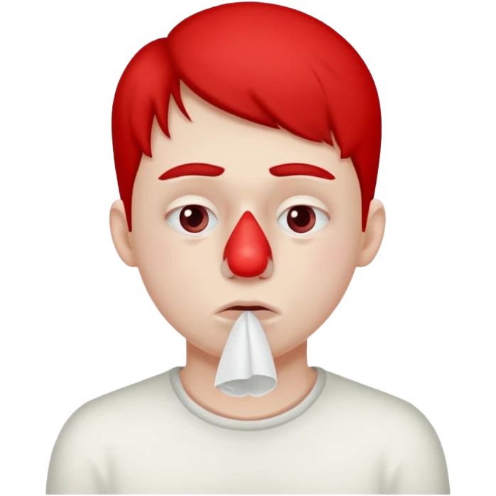 sick person with tissue on nose, fever and red nose. emoji