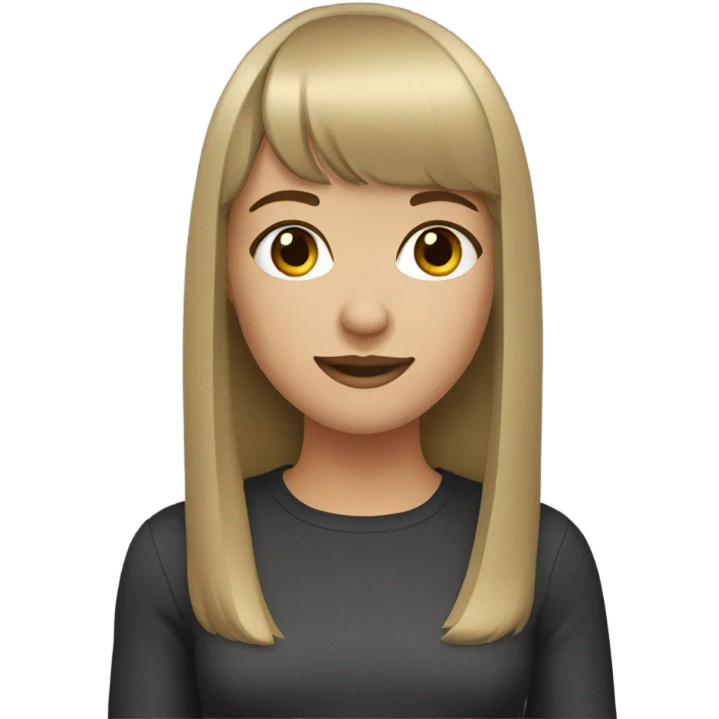 girl with dark blonde hair and straig bangs  emoji