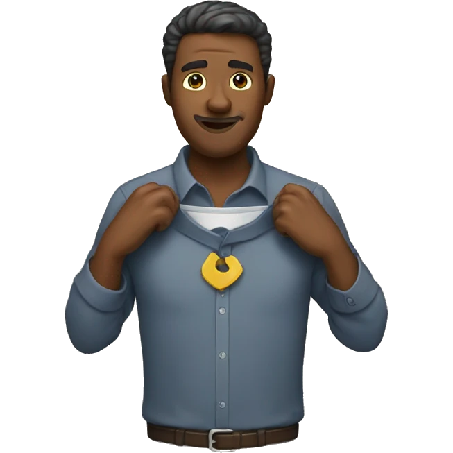 a man holding the holding the collar of his shirt emoji