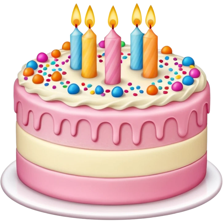 slice of birthday cake with pink icing and sprinkles emoji