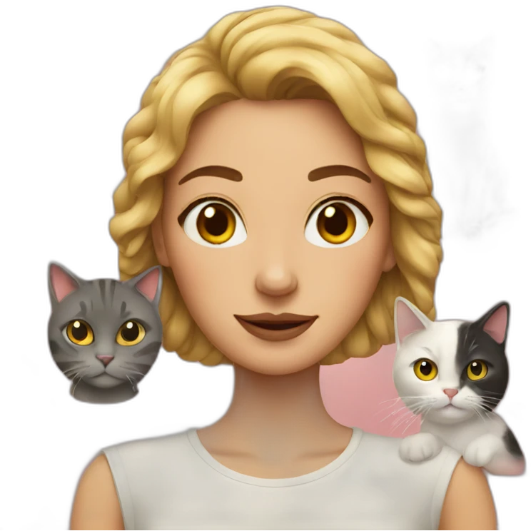 woman plus three cats emoji