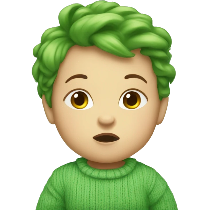 baby with a green sweater farts emoji