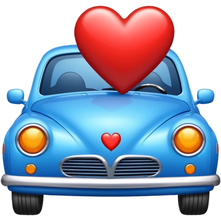 Blue car with heart emoji