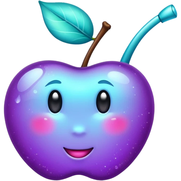 glitter purple and cian cherry emoji