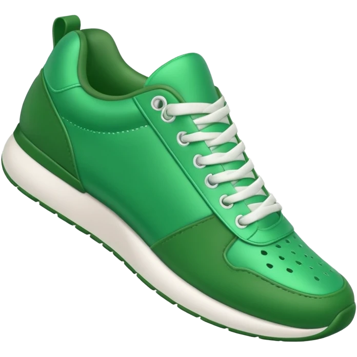 A 3D cartoon Green sneaker with soft texture, lace-up detail, and smooth reflections, isolated on plain background, Memoji-style. emoji