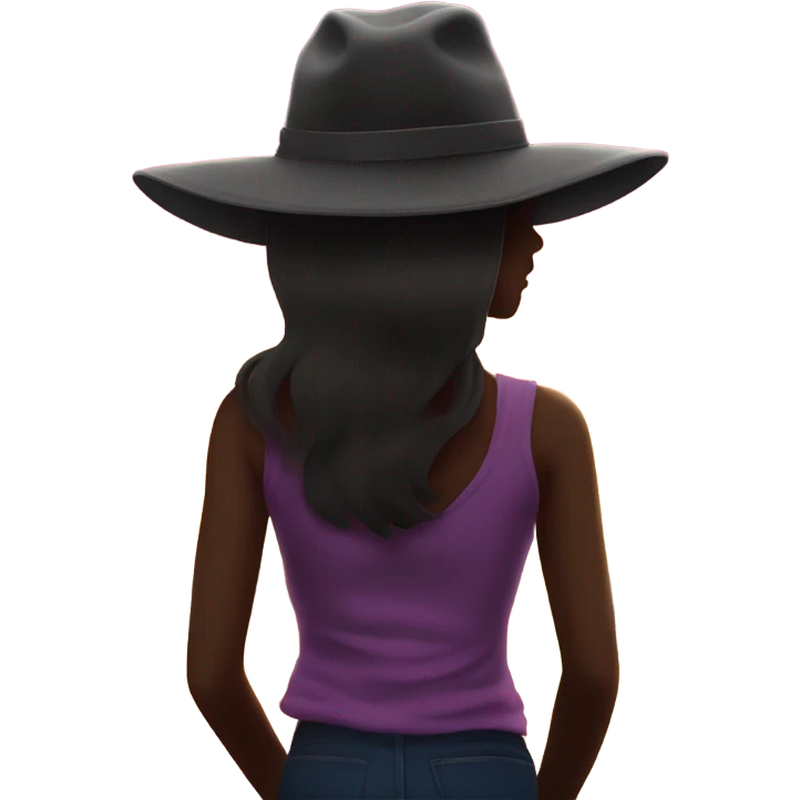 Girl with hat at sunset emoji
