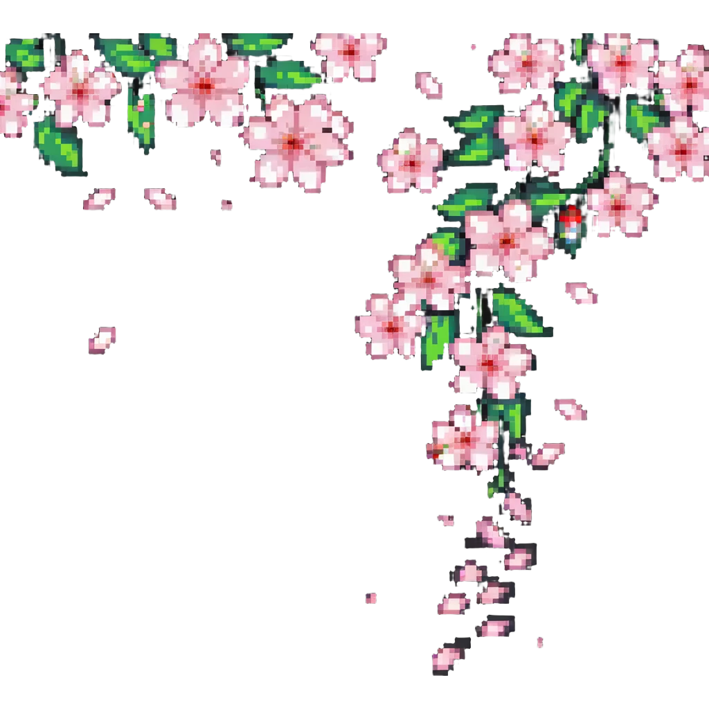Cherry blossom design with falling petals emoji