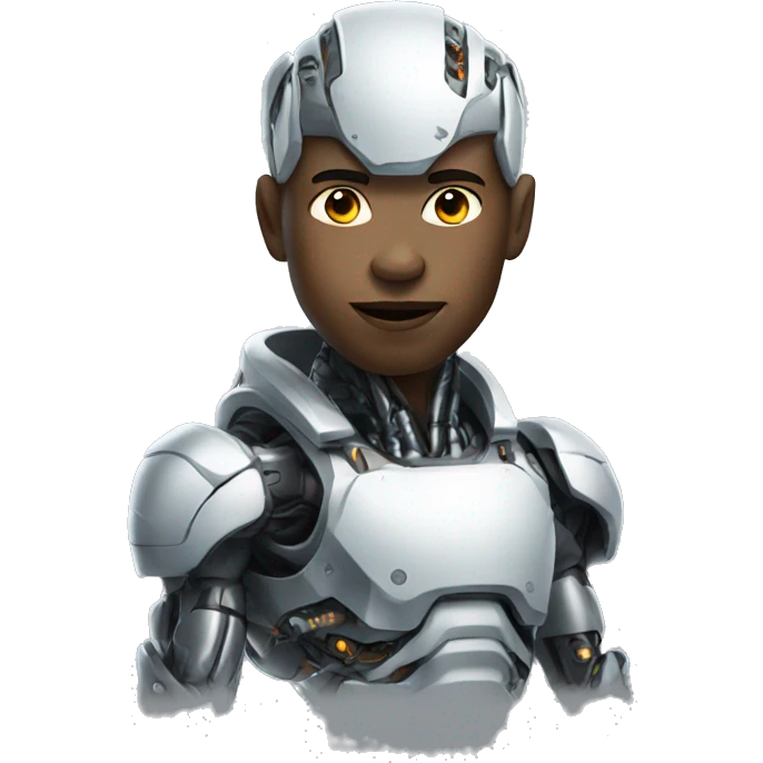 Cyborg with best mood emoji