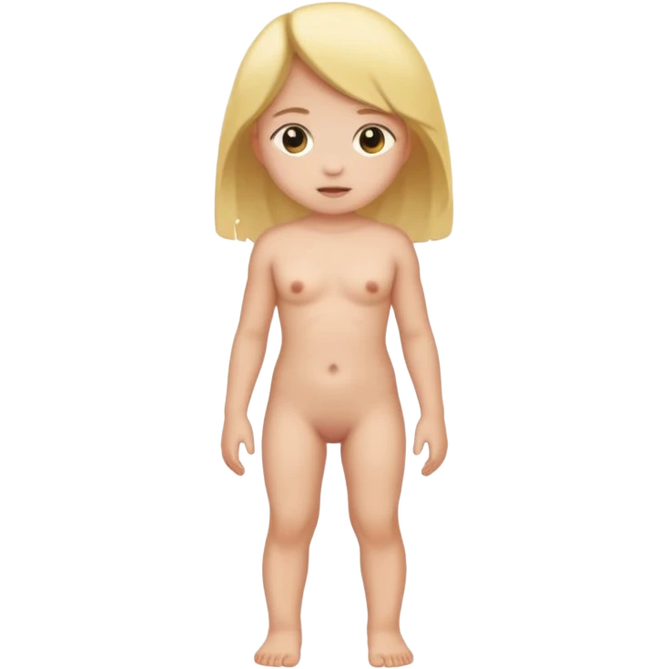 A small girl with flat chest standing unclothed emoji