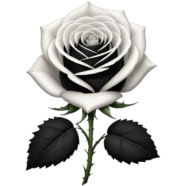 Black and white rose combine with stem emoji