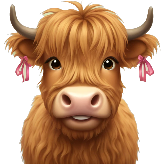 Cute highland cow with bows  emoji