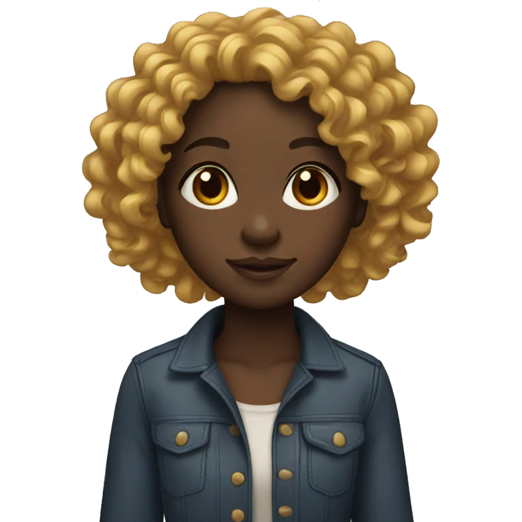 black girl with long curly hair emoji