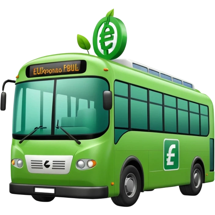 green electric bus with a big euro bill, no text on the bus emoji