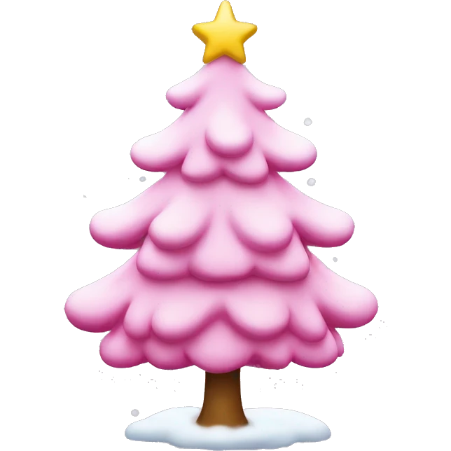 pink christmas tree with snow emoji
