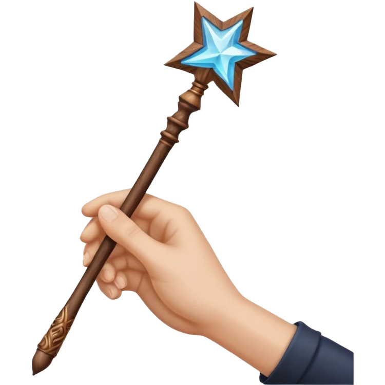 magic wand and hand emoji