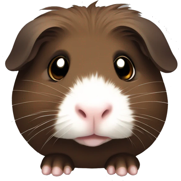 a cute dark brown guinea pig with a brown muzzle and a thin white line of hair between the eyes emoji