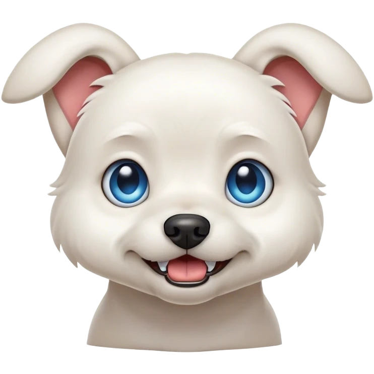 Snarling Blue eyed small white dog floppy ears  emoji