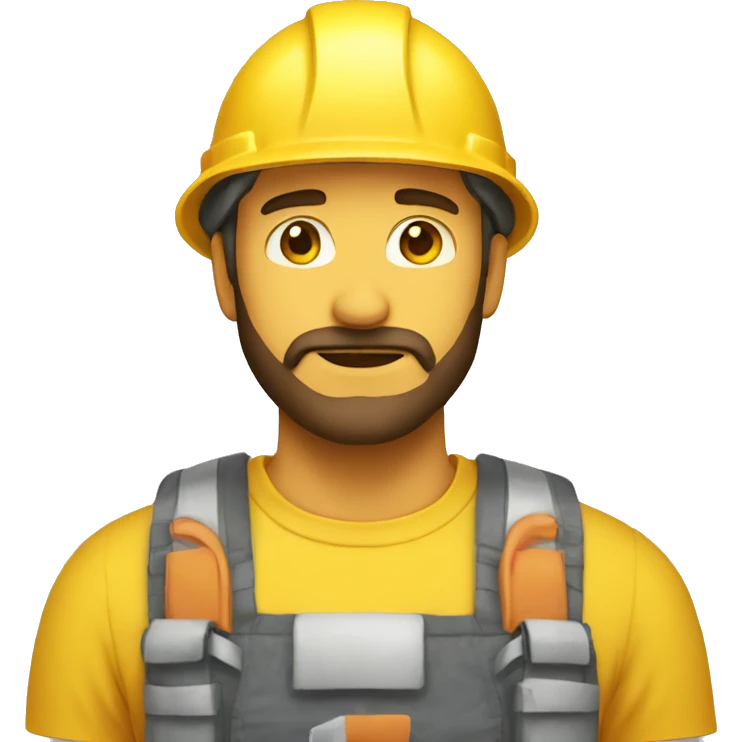 A braver man, with beard, white skin, with a construction hat yellow emoji