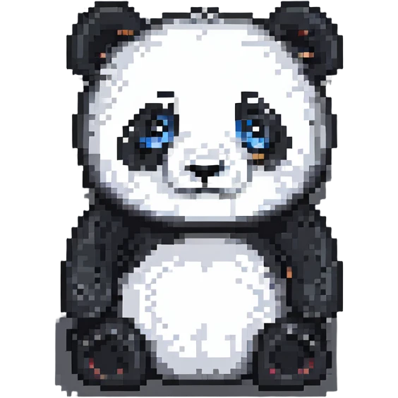 sad panda, pixel art style emoji