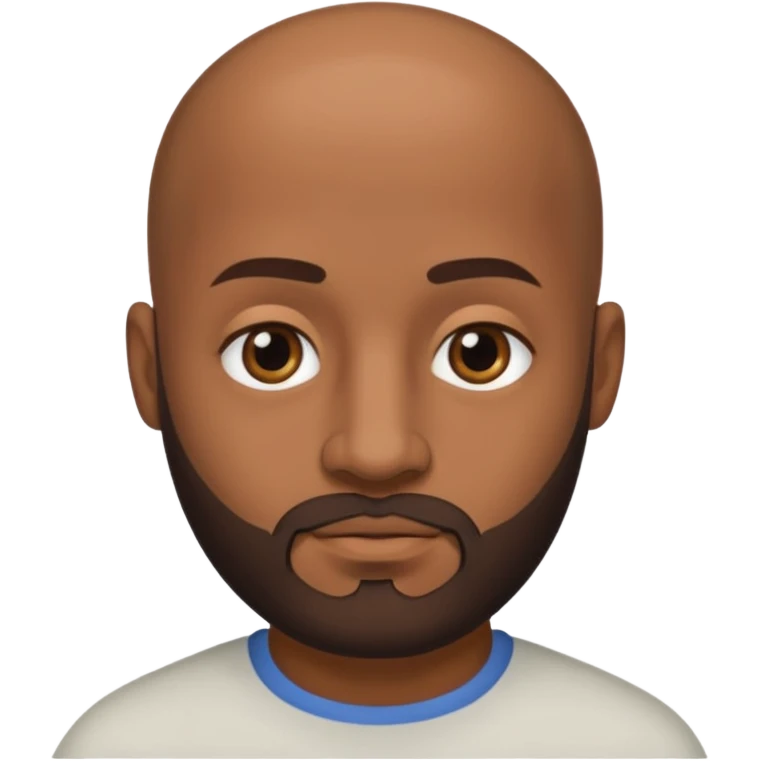 Hombre marrón pelado con barba y ojos negros emoji