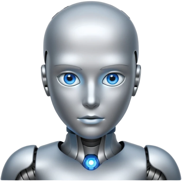 Robots Humanoid – Silver android with glowing eyes, human shape emoji