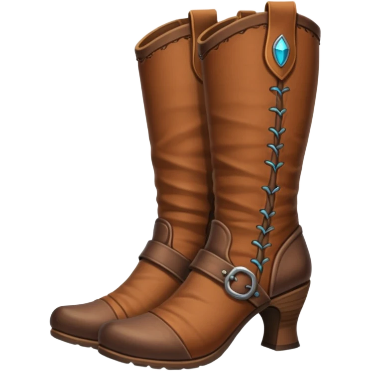 medievil boots, simple fantasy adveture boots, female, no laces, high heels emoji