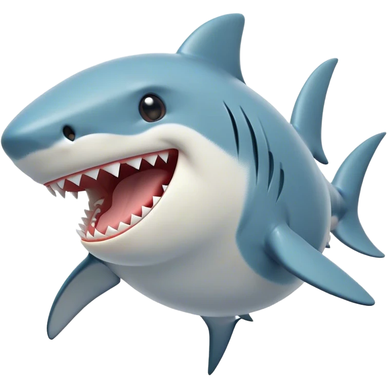 Cinematic Cute Yawning Shark Portrait Emoji, Head tilted slightly with a dramatic, wide-open yawn, showcasing a soft, streamlined body with gently drooping fins and eyes barely open in drowsy contentment, Simplified yet irresistibly adorable features, highly detailed, glowing with a soft, cozy glow, high shine, relaxed yet expressive, stylized with a touch of aquatic charm, bright and endearing, soft glowing outline, capturing the essence of a sleepy yet affectionate shark, so drowsy it feels like it could float right out of the screen and curl up for a nap! emoji