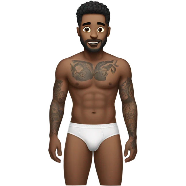 man with tattoo underwear emoji