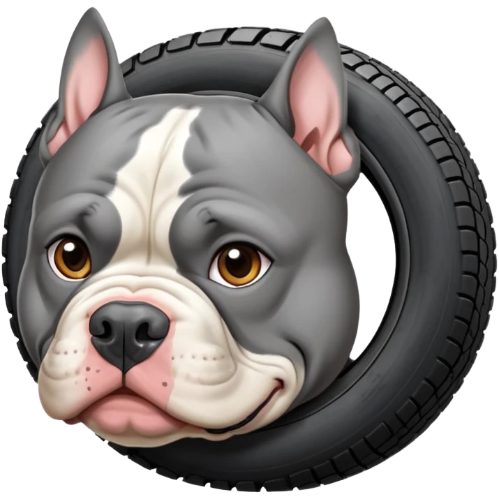 American bully tire merle cinza com manchas pretas e castanhas sem as orelhas cortadas  emoji