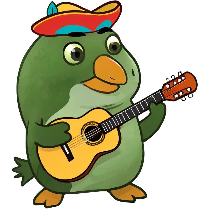 penguin playing guitar with a mariachi costume emoji