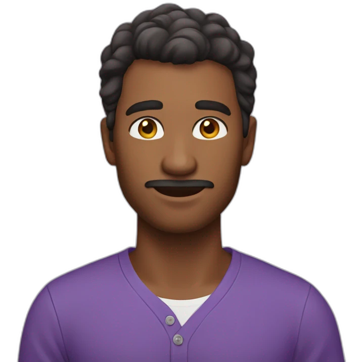 A man whose shirt is purple His face is brown and beautiful His skin color is white  emoji
