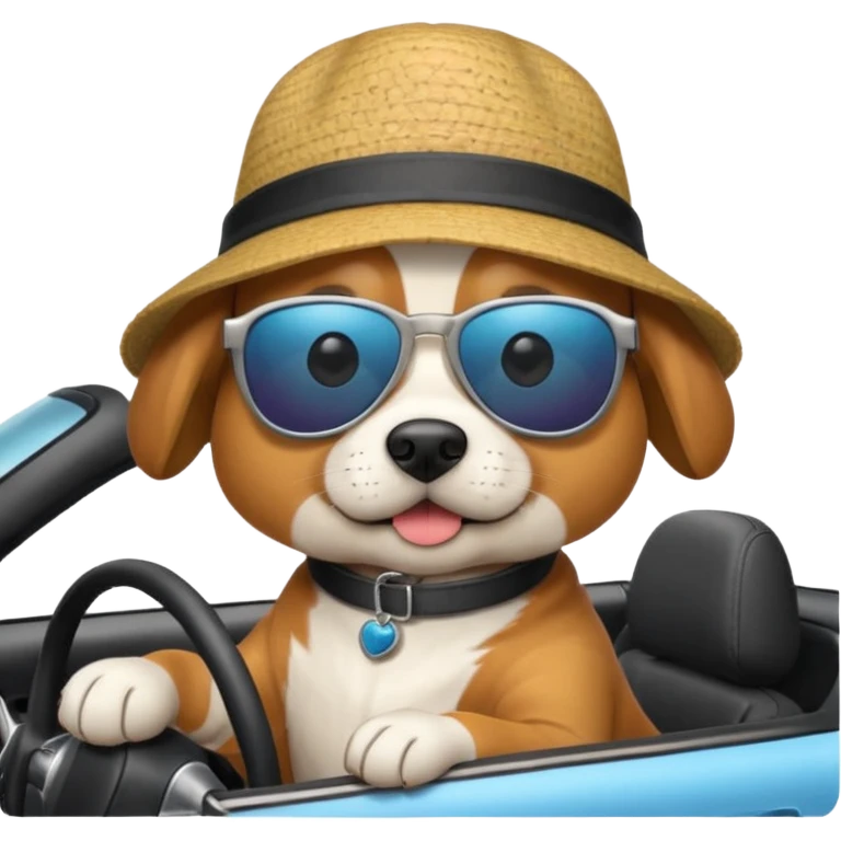 Dog riding a car emoji