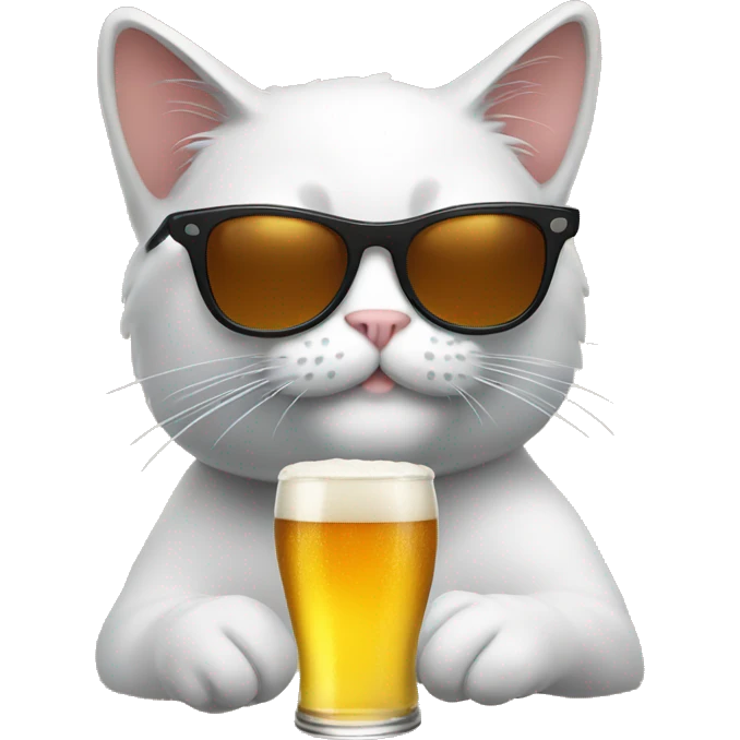 Cat with sunglasses drinking a beer emoji