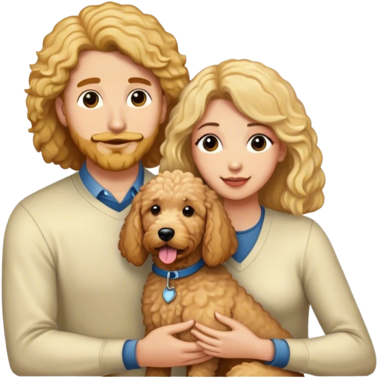 Goldendoodle with man and woman emoji