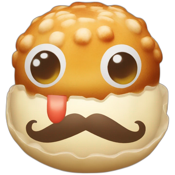 takoyaki with a moustache emoji