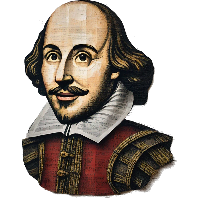 Shakespeare made of newspaper cuttings 420 roses flowers emoji