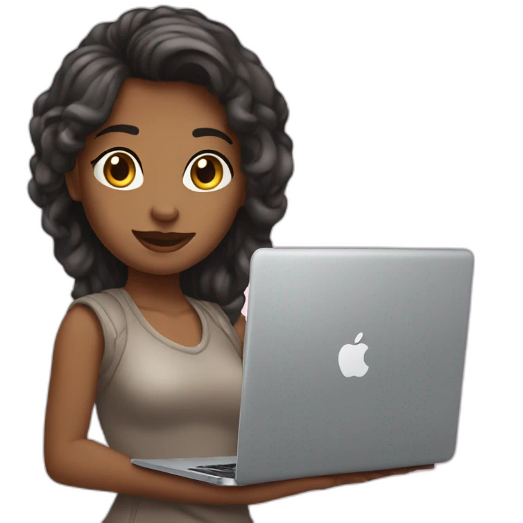 smm girl with mac book emoji