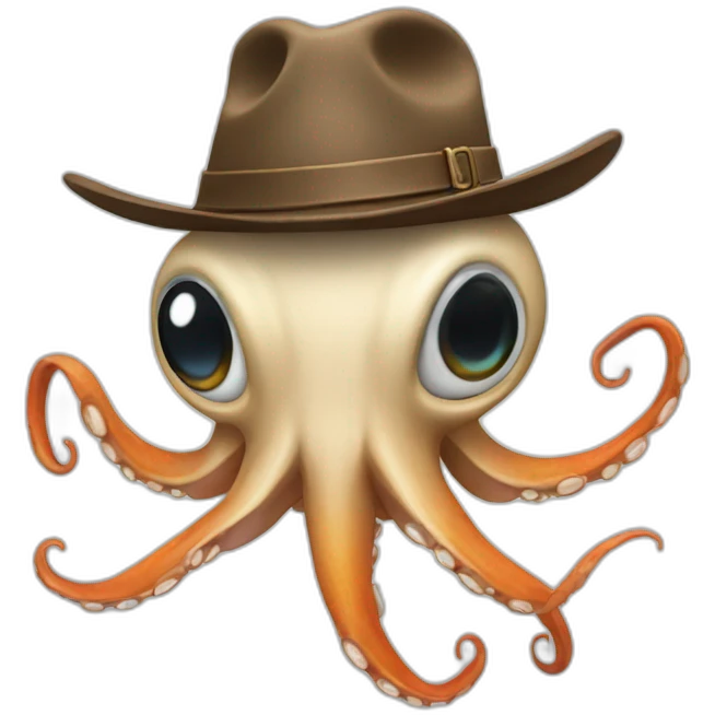 Squid wearing a stetson hat emoji