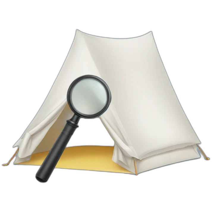White tent with magnifying glass emoji