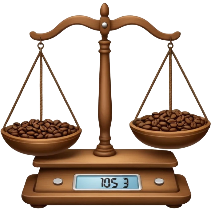 Simple balance scale with coffee on the strong side (left) and sleep/ bed on the weak side (right) emoji