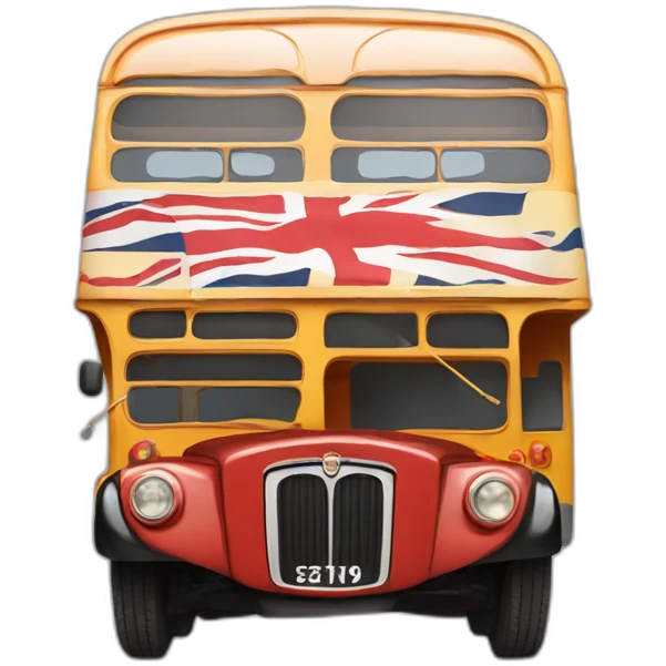 londonian bus with queen elisabeth emoji