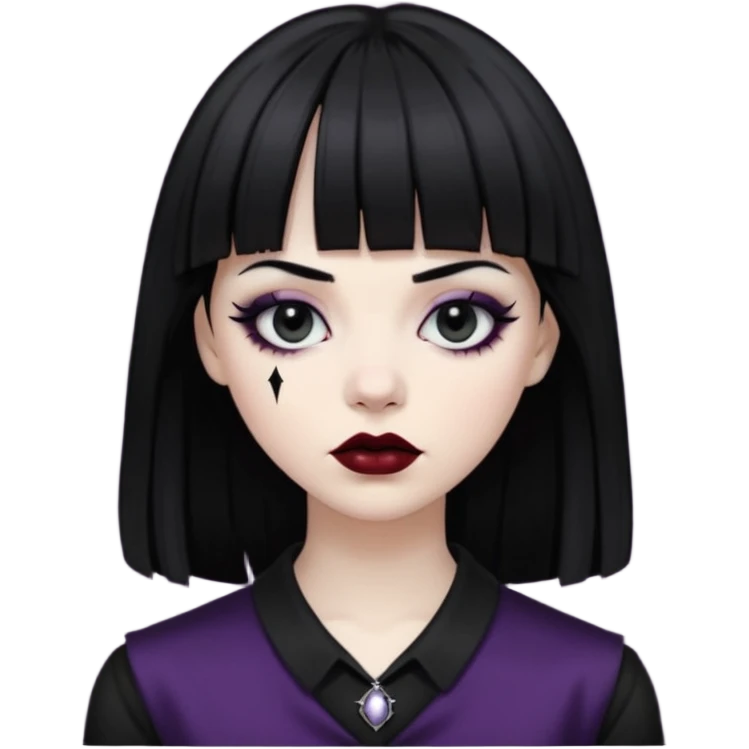 Faça uma zumbi com franja da subcultura gothc com o olho preto ela  emoji
